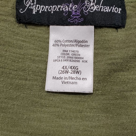 APPROPRIATE BEHAVIOR Army Green w Silver & Black Butterflys 4X (26/28W) - Picture 9 of 9